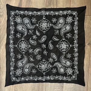Black Bandana with White Paisley Design